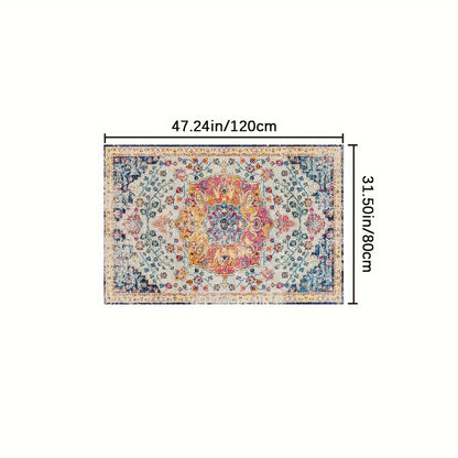 Bohemian Medallion Outdoor Area Rug in Four Rectangular or Round Sizes for Patio, RV and Picnic Spaces