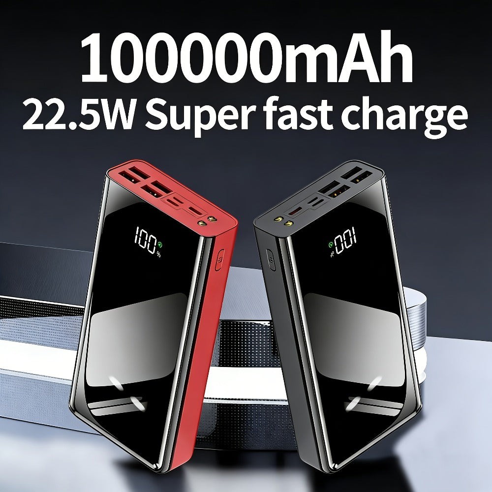 100000mAh Portable Power Bank with Flashlight LED Display Bidirectional Fast Charging Multi-Device USB Charger for Camping Outdoor Emergency – High Capacity Battery Pack Holiday Gift