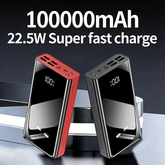 100000mAh Portable Power Bank with Flashlight LED Display Bidirectional Fast Charging Multi-Device USB Charger for Camping Outdoor Emergency – High Capacity Battery Pack Holiday Gift