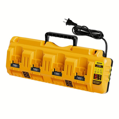 Four-Port Battery Charging Station Compatible with Select DeWalt 12V/20V Batteries, Two USB Ports and US Plug
