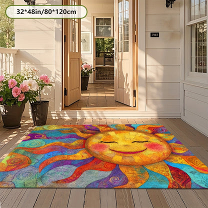 Outdoor Mat Fleece Printed Pattern Soft Non-Slip Rug Machine Washable for Living Room Bedroom Yard RV Camping Picnic Indoor Outdoor Multiple Sizes
