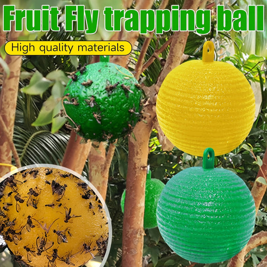 Sticky Fly Balls Hanging Trap – Fruit Fly & Insect Glue Ball for Orchard Garden Farm Indoor Outdoor Use, 5 Pack Yellow