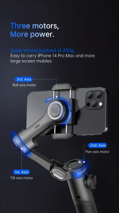 AOCHUAN Foldable 3-Axis Gimbal Stabilizer with Extendable Pole & Panoramic Gesture Control – AI Face Tracking Phone Gimbal, Magnetic Wireless Remote, 360° Rotation for Vlogging, Live Streaming & Travel