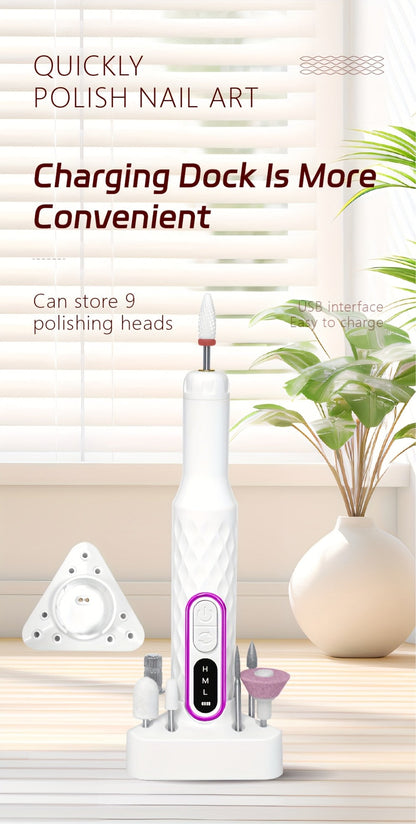 Electric Nail Drill 20000 RPM Portable E-File with Digital Display, Accessory Bits and White Finish