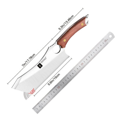 Full-Tang Meat Cleaver with High-Carbon Steel Blade, Wood-Look Handle, Brown Sheath and Presentation Box