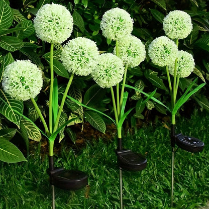 Three-Stem Solar Globe Garden Lights with Dandelion-Style Heads in Warm or Multicolor Options
