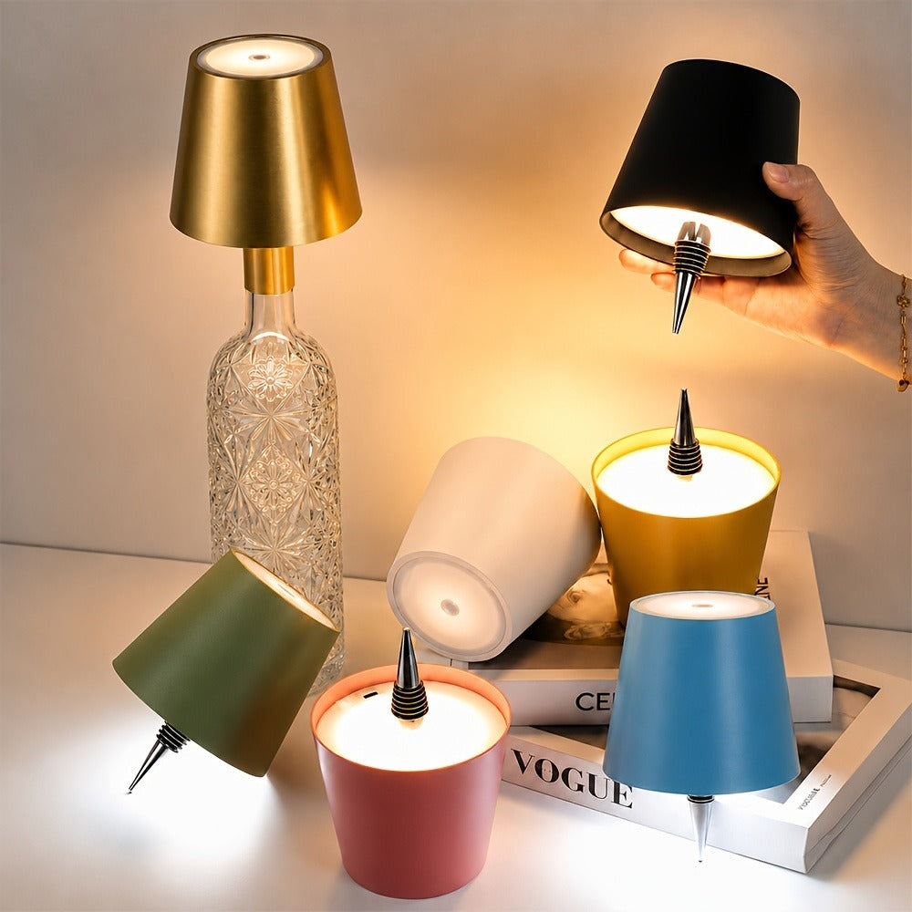 Rechargeable LED Bottle Lamp Table Lamp, 3 Color Temperatures, Touch Control Dimmable Bedside Light for Bedroom Dining Room Bar Desk – Modern Minimalist Design