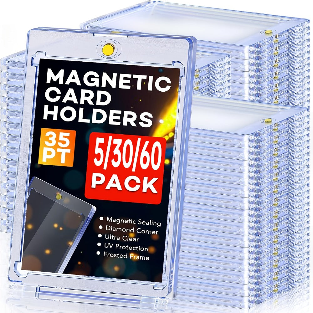 Magnetic Card Holders 35pt One-Touch Hard Case for Trading Cards – Sports Baseball Pokemon TCG Card Protector Sleeves Bulk Pack 5 30 60pcs Collector Gift