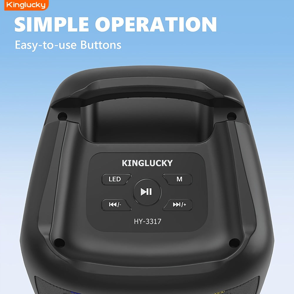 Karaoke Party Speaker with Disco Lights & Microphone Kinglucky, Portable Bluetooth Subwoofer Speaker for Outdoor Events Family Singing, TWS Stereo Pairing, TF/AUX/USB, Wireless Speaker for Parties Backyard Celebrations
