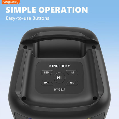 Karaoke Party Speaker with Disco Lights & Microphone Kinglucky, Portable Bluetooth Subwoofer Speaker for Outdoor Events Family Singing, TWS Stereo Pairing, TF/AUX/USB, Wireless Speaker for Parties Backyard Celebrations