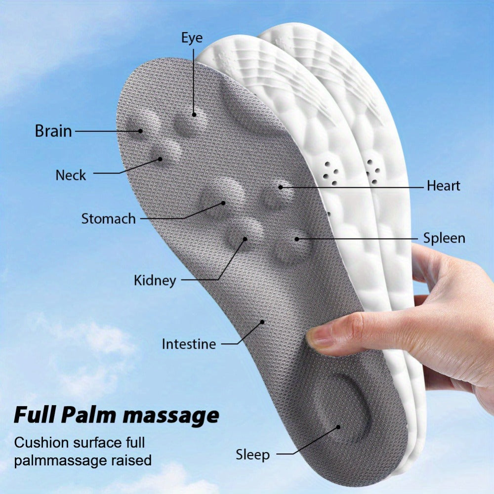 Three-Pair 4D Foam Shoe Inserts in Gray or Orange with Five EU Size Options for Everyday Footwear