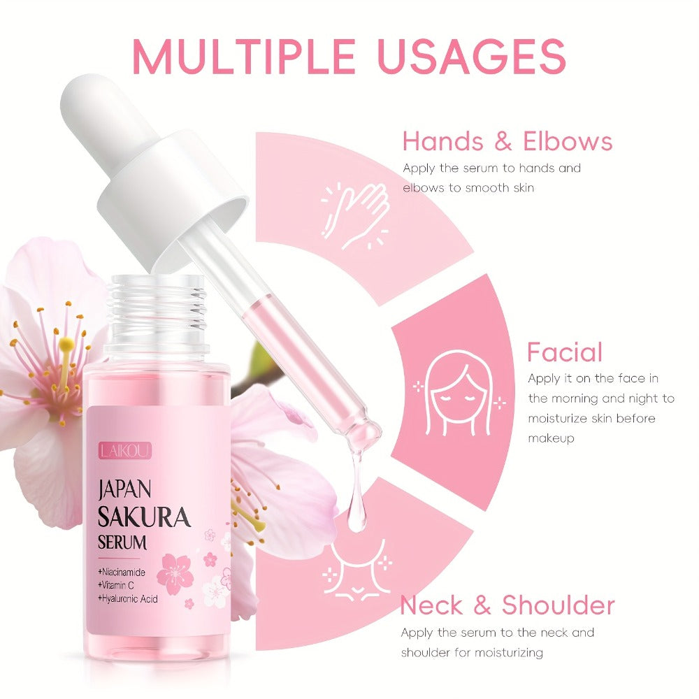 4-Piece Sakura Skincare Gift Set with Cleanser, Serum, Essence Cream and Eye Cream in Coordinated Pink Packaging