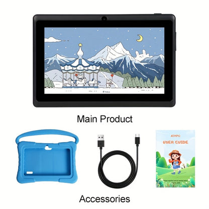 Kids Tablet 7 Inch with Android 14, 2GB RAM, 32GB Built-In Storage, Dual Cameras and Protective Case