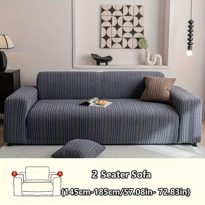 Sofa Cover Stretchy Washable Slipcover for 1 2 3 4 Seater Couch, Zigzag Textured Fabric, Scratch Slip Resistant Furniture Protector, Cream White Light Grey Dark Gray Coffee Brown