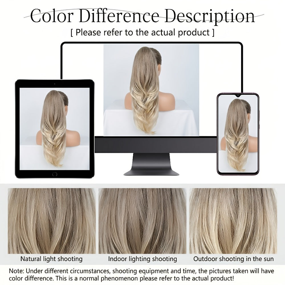 26-Inch Drawstring Wavy Ponytail Extension with Wraparound Clip in Ten Color and Style Options