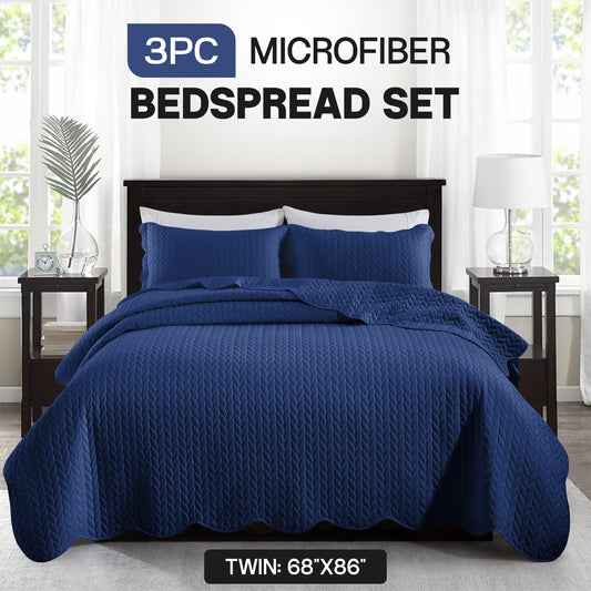 Bedspread Set 3-Piece Microfiber Floral Coverlet with Pillow Shams - Soft Breathable Lightweight All-Season Bed Cover for Queen King Twin California King