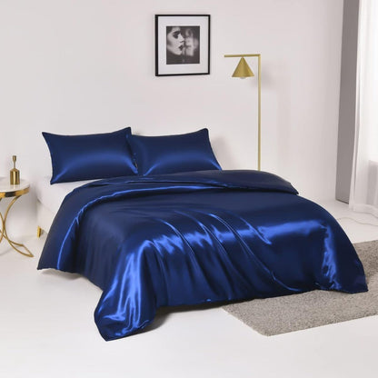 Bed Sheet Set 4-Piece Satin with 35–39 cm Deep Pocket, Machine-Washable Care and Seven Colors