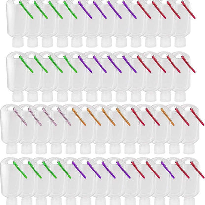 50-Pack 1.7 oz Clear Refillable Travel Bottles with Keychain Tops for Toiletries and Liquids