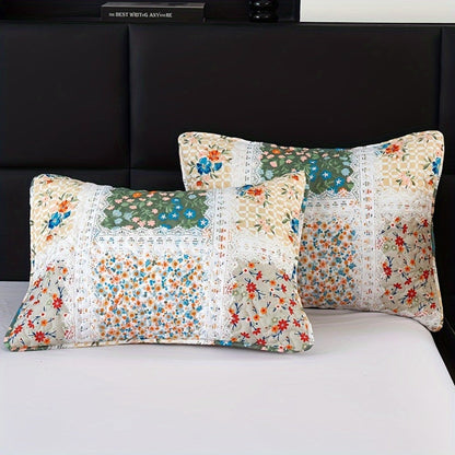 Floral Patchwork Quilt Set in Green, Blue, Grey Pink or Pink with Twin, Full/Queen and King Sizes