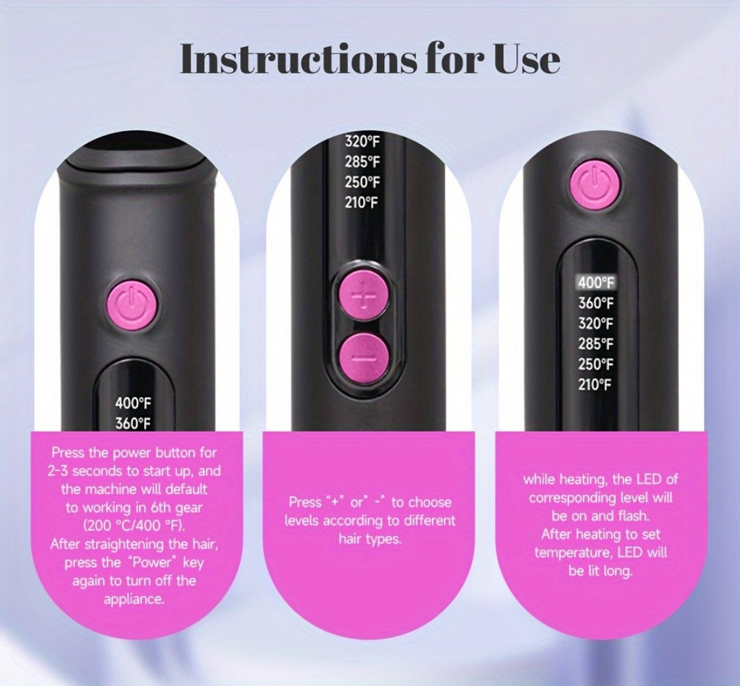 Hair Straightener Brush for Home and Travel and Salon Hair Styling with Fast Heat-Up & Anti-Scald Protection