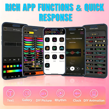 LED Scrolling Sign App Controlled Flexible LED Matrix Display Panel Programmable Animated Text for Car Home Party Birthday Holiday Decoration - Multiple Sizes