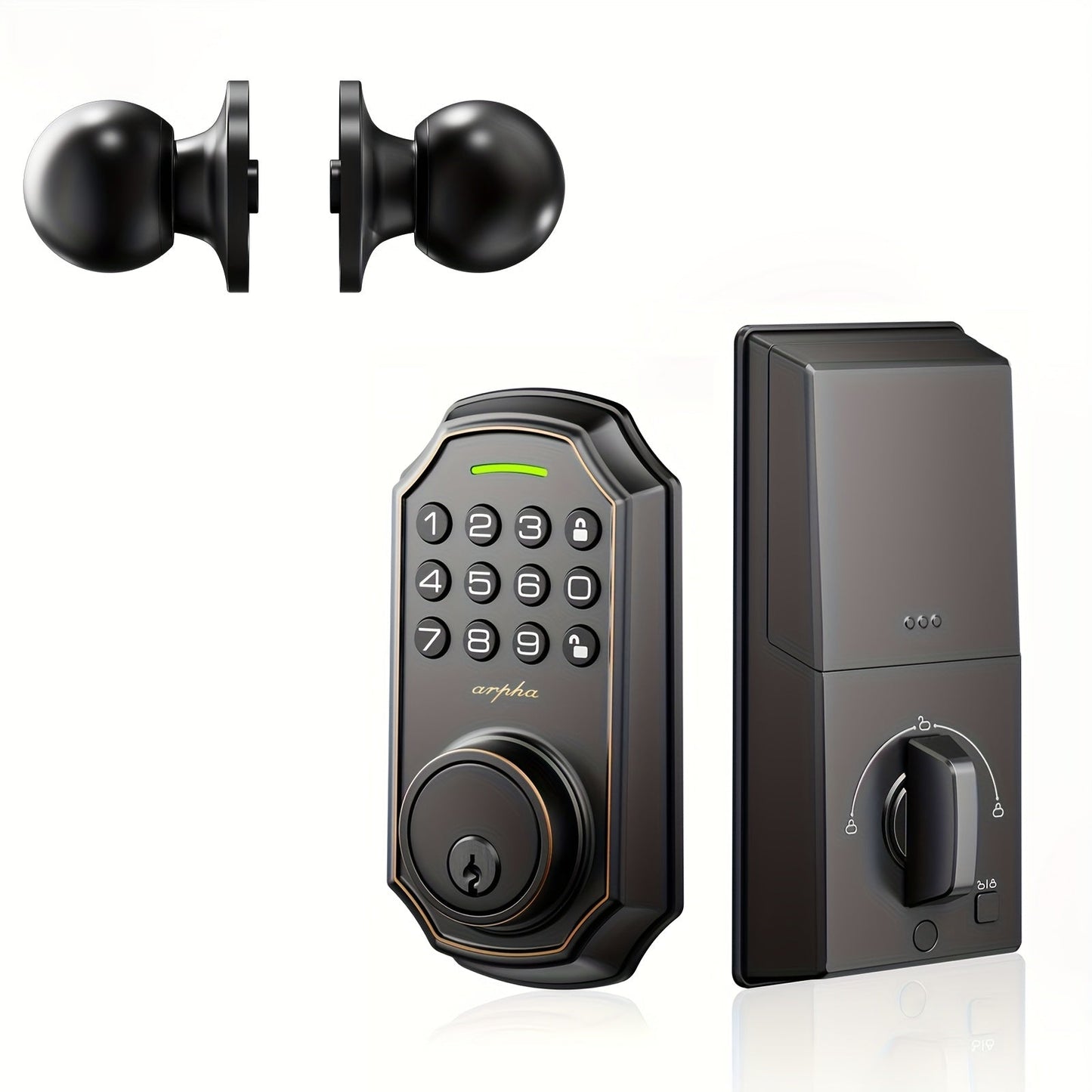 100 Code Keypad Door Lock Smart Keyless Entry Deadbolt – Anti-Peep Password, One-Touch Auto Lock, Fingerprint & WiFi Options, Zinc Alloy Front Door Lock, Easy Install, Low Battery Alarm, Black Silver