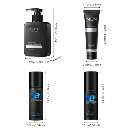 Skincare Set with LAIKOU Label, 4 Men’s Products with Cleanser Toner Lotion and Tone-Up Cream