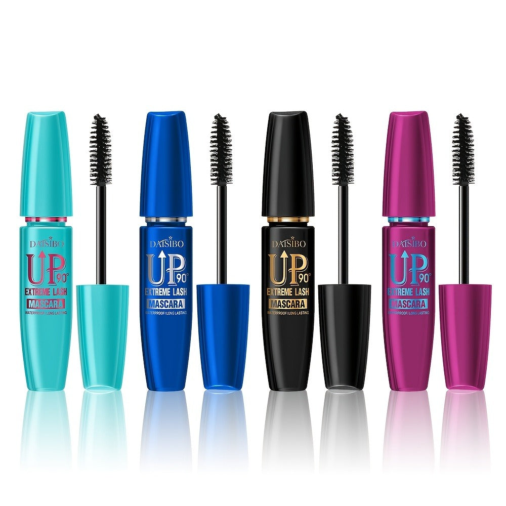 Black Mascara Four-Piece Set with Turquoise, Blue, Black and Magenta Tubes and Straight Bristle Wands