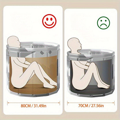 Foldable Bathtub 130 Gallon XL Deep Soak Tub for Adults – Ice Bath & Hot Spa, Indoor Outdoor, One-Piece Fold-Flat Design 31.5"x31.5"x26"