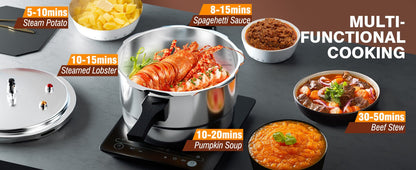 Pressure Cooker Aluminum with Canner Rack, Large 6QT 8QT 10QT Pressure Canner for Home Canning