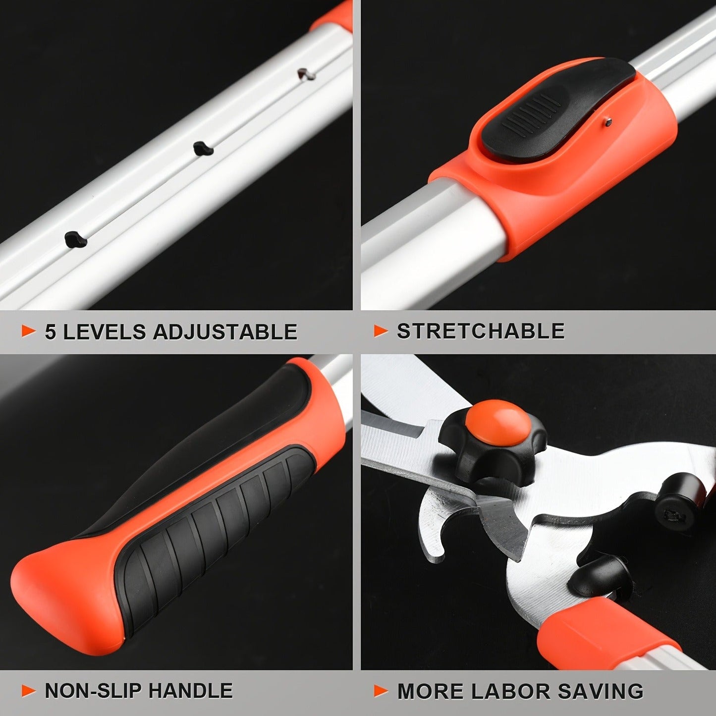 Long-Reach Bypass Lopper with Telescoping Silver Handles, Orange Grips and 27–34-Inch Variant Label