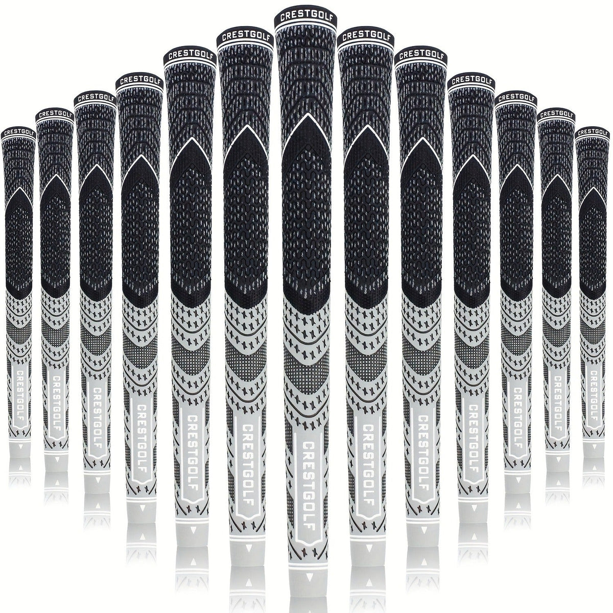 Midsize Golf Grips Set 13 Pack – All Weather Hybrid Rubber Golf Club Grips with Ecological Yarn Thread Technology, Multiple Colors, Fits Full Set of Clubs (Black, White, Red, Orange, Yellow, Blue, Gray)