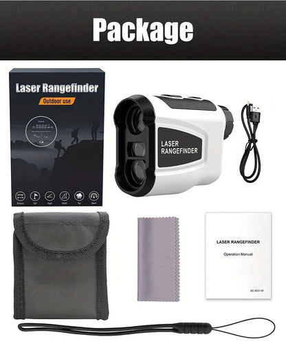 White Golf Laser Rangefinder, Model LAB12 with 1200-Yard Source Rating, 6x Optics and USB Charging