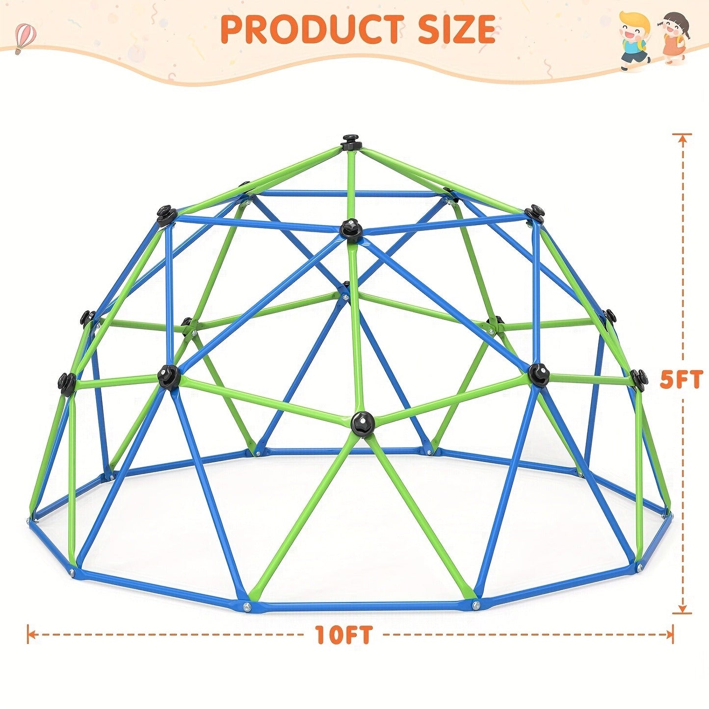 10FT Kids Climbing Dome with Hammock Swing Disc Swing Backyard Jungle Gym Steel Frame Outdoor Play Equipment 1000 LBS Capacity Gift for Boys Girls Ages 3-10