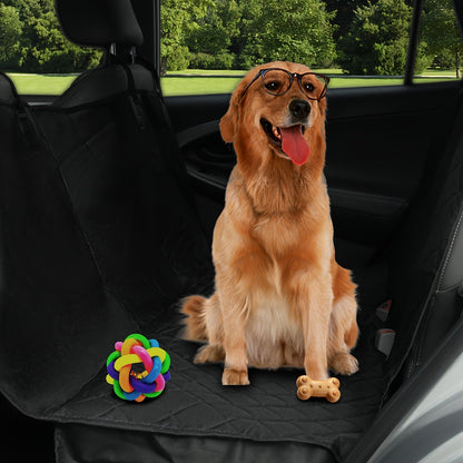 Dog Car Seat Cover for Back Seat - Waterproof Oxford & TPU Pet Seat Protector with Anti-Slip Base, Side Flaps, Seat Belt Openings & Mesh Window, Machine Washable Dog Car Cover for SUVs & Vehicles