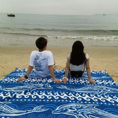 Printed Beach Mat with 19 Exact Size-and-Pattern Options, 198 x 205cm to 275 x 305cm with Stakes and Pouch