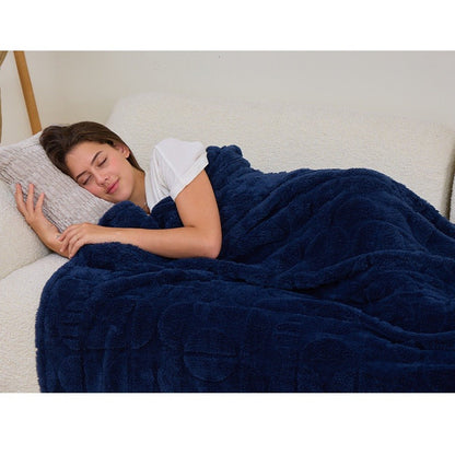 Raised Geometric Throw Blanket in White, Blue or Grey with 40 x 60, 60 x 80 and 80 x 90-Inch Size Options