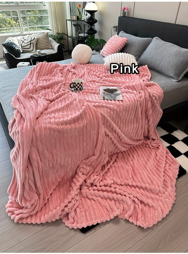 Channel-Textured Throw Blanket in Seven Colors and Four Displayed Size Options from 50 x 60 to 108 x 90 Inches