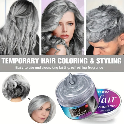 120 g Gray Temporary Hair Color Wax with Styling Hold and Fruity Oceanic Scent for Daily Use