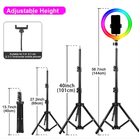 Selfie Ring Light Desk 12 Inch with Phone Holder 360 Rotating Pan Head Desk Tripod 17 RGB Lighting Modes for iPhone Android TikTok YouTube Makeup Video Calls