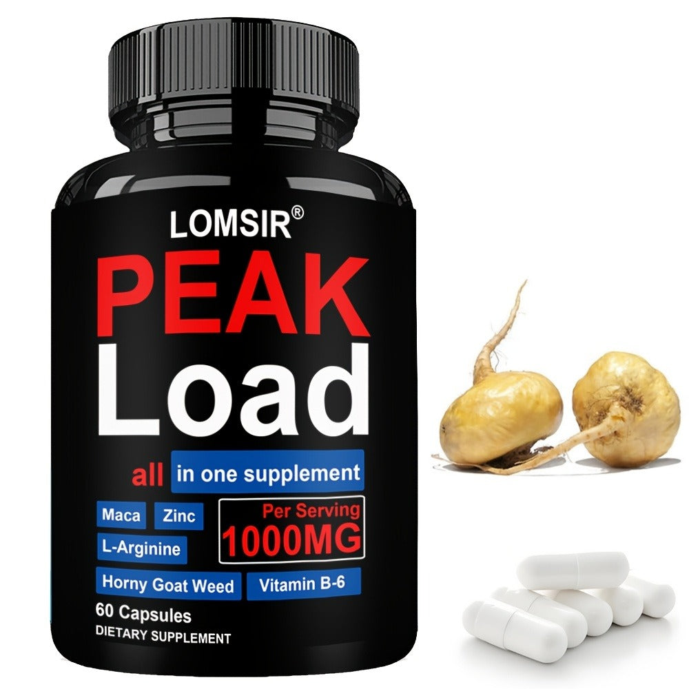 Men's 7-in-1 Performance Capsules 1000mg with L-Arginine, Zinc & Vitamin B6 - Botanical Blend for Energy, Testosterone, Blood Flow & Male Vitality - Stimulant-Free Daily Supplement 60 Count