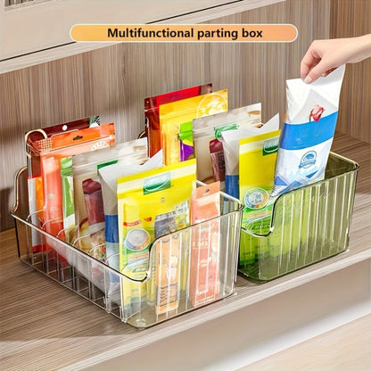 Seasoning Storage Box Transparent Plastic with Adjustable Compartments | Detachable Multi-Function Kitchen Organizer for Spices Snacks Small Items | Large Capacity Refrigerator Countertop Organizer