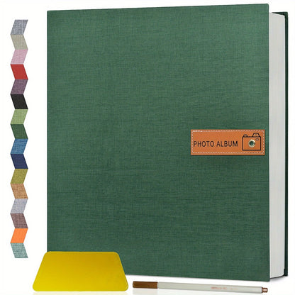 Self-Adhesive Linen Photo Album with 40- or 60-Page Options, Two Cover Sizes, Metal Pen and 12 Colors