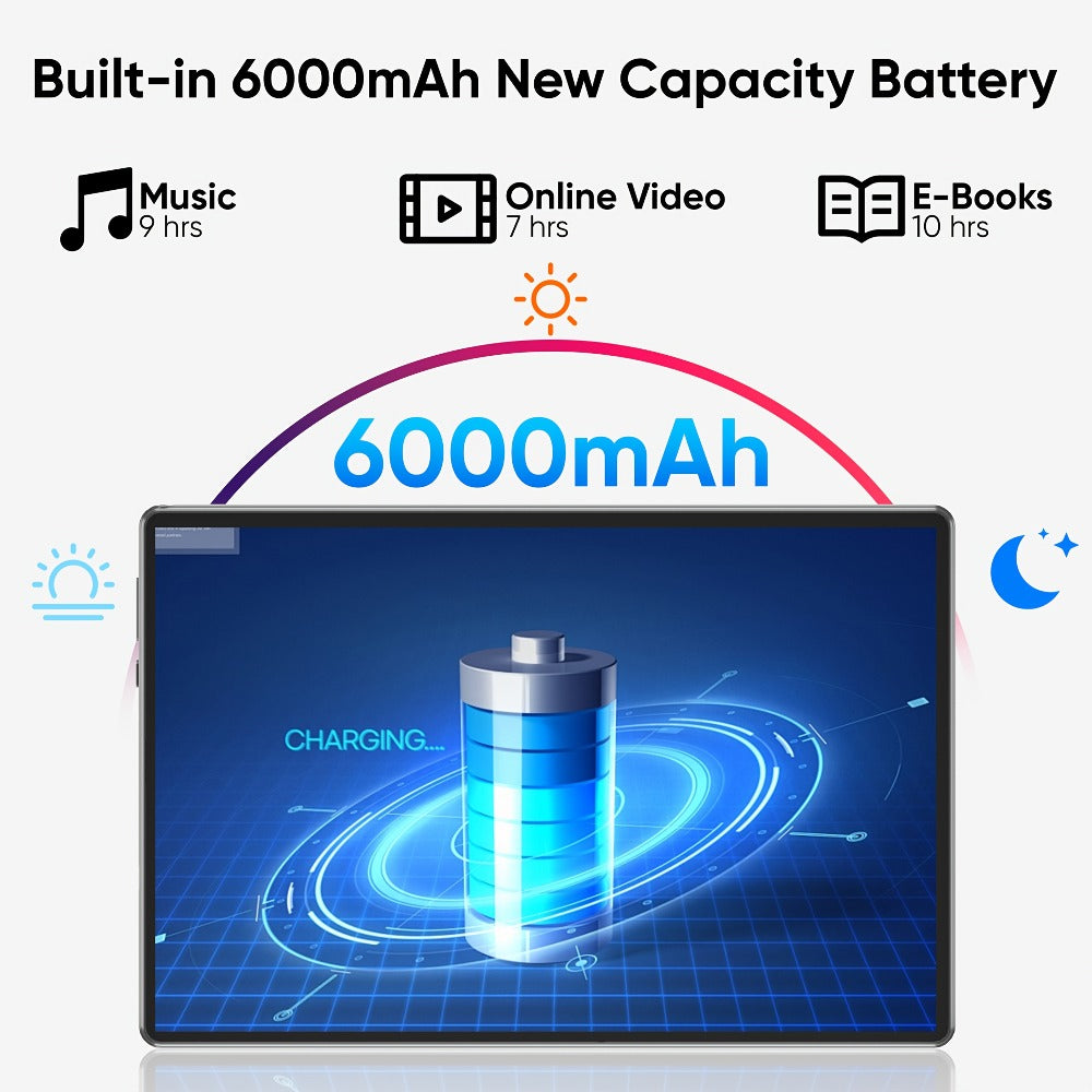Android Tablet 10.1-Inch with Android 14, 6GB Total RAM, 64GB Internal Storage and 6000mAh Battery