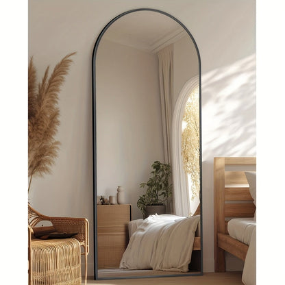 Full Length Mirror Floor Mirror Freestanding 58x18 Inch Arched Full Body Mirror Wall Mounted for Entryways, Bedrooms and Living Spaces
