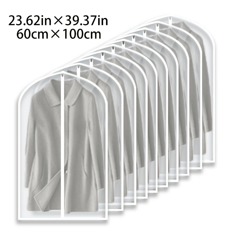 Ten-Piece Translucent Hanging Garment Bag Set with Full Zippers in Four Exact Length Options