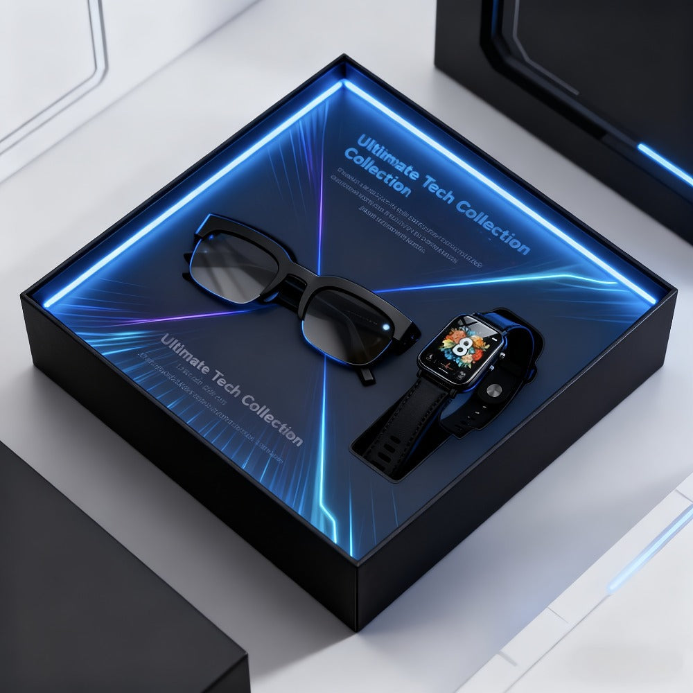 Smartwatch and Glasses 2-Piece Bundle with 1.83 Inch Touchscreen and Wireless Calling Set Options