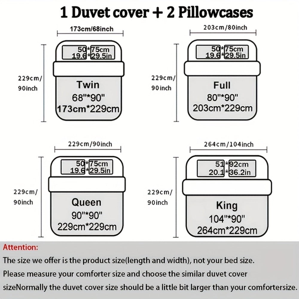 3-Piece Duvet Cover Set with Bronzed-Look Marble Vein Print in White, Khaki or Black and Four Sizes