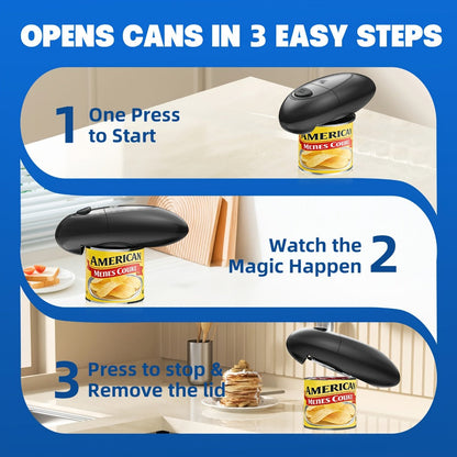 Cordless One-Touch Can Opener with Oval Body in Gray-Red, Black or White-Red Color Options