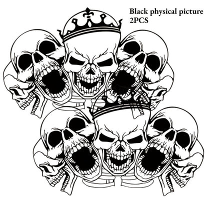 Car Window Decal Gothic Skull 2PCS Reflective Silver UV-Resistant Vinyl | Skeleton Sticker Full Cover Halloween Car Decoration Small 17x11in Large 21.6x17.7in Laptop Mirror Auto Styling